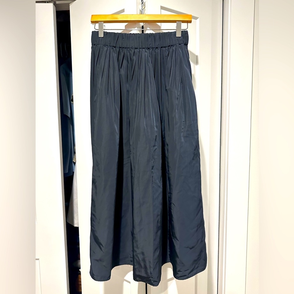 Uniqlo Navy Blue Maxi A-Line Pleated Skirt